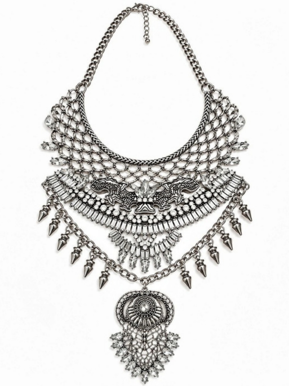 Layered Pendant Necklace in Silver Like New